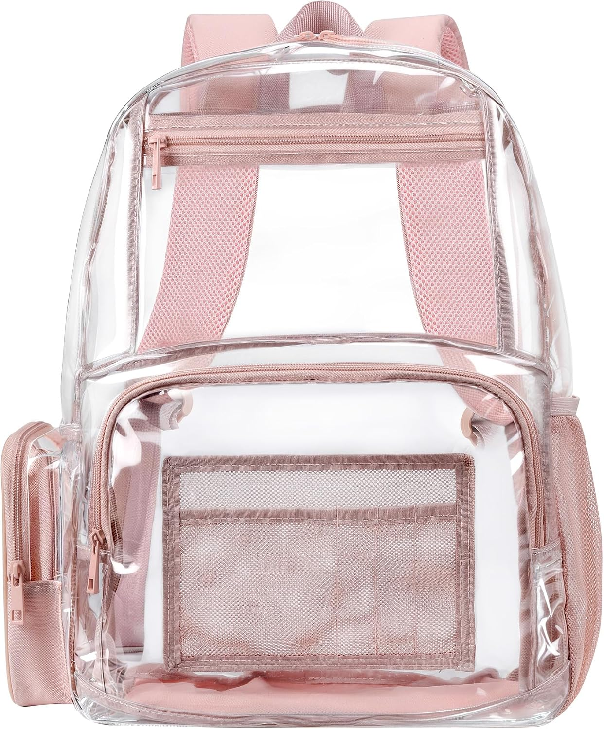 18In Clear Backpack for School Heavy Duty Transparent Bookbag for Girls | Pink,S