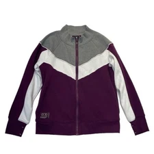 Xersion Sweatshirt Jacket Girls Size XL 16 mauve purple gray chevron full zip