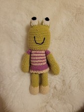 Handmade in Bangladesh Pebble Plush Crochet 100 Cotton Frog Rattle Fast Ship
