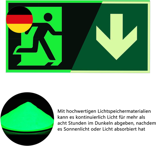 2 Stück Notausgangsschild Nachleuchtend, 300x150mm Fluchtwegschilder Nachleuchte - Bild 3 von 7