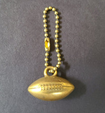 Vintage Metal Gold Toned Football Keychain Fob Charm Sports Collectible Trinket
