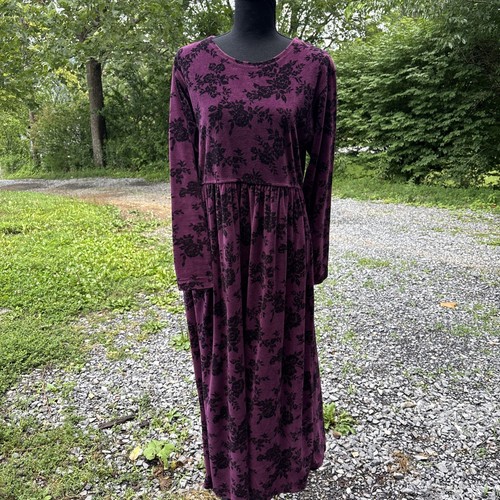 Vintage Erika and Co Purple Velvet 90s /Y2K Cottagecore dress Size M - Picture 2 of 16