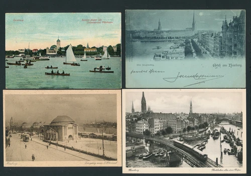 32009) 4 Postcard Hamburg, various views, used + unused