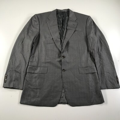 Hickey Freeman Blazer Herren 42 L Grau Braune Nadelstreifen aus Wolle IN USA