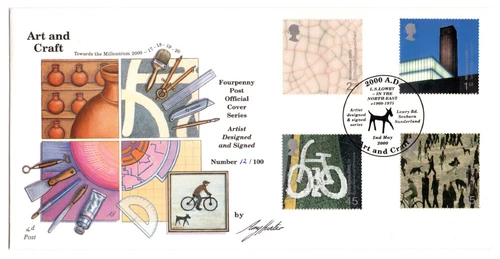 Great Britain 2000 Four Penny Post OFFICIAL FDC - Art and Craft - 1 of 100