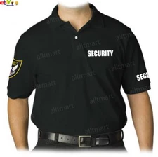 NEW MEN'S PRINTED GRAPHIC DESIGN  SECURITY EMBROID PATCH USA AMERICA POLO SHIRT