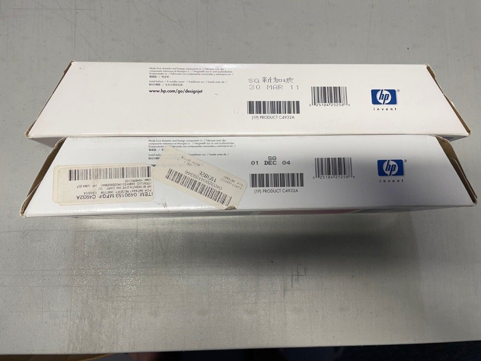6 Cartouches D’encre HP Designjet 5000/5500 - Réf. C4930A, C4931A, C4932A, C4935A - Ouvert Jamais Utilisé