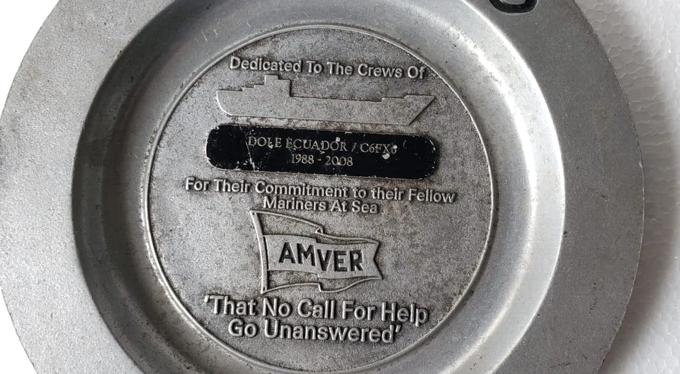 老式 PLATE DOLE ECUADOR C6FX6 1988 - 2002 AMVER CARSON STATESMETAL FREEPORT US — 第 4/4 张图片