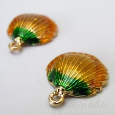 Seashell 17mm Gold Plated Enamel Ocean Beach Shell Charms C1793 - 2, 5 Or 10PCs