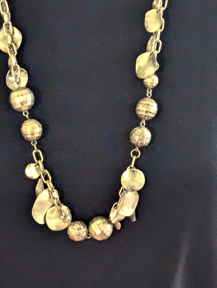 Vintage brass? Middle Eastern 28" necklace beaded chain View 4
