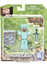 Minecraft Diamond Steve Figure Pack Articulated Armor Jazwares New Toy Gift