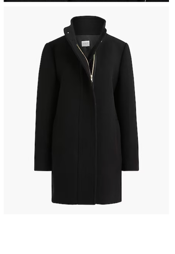 J.Crew Womens $298 Petite Button Neck City Coat Black Size P4 BU264 - Picture 2 of 10