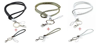 New Braided Leather Necklace Lanyard and Wristlet weave Leather Key chain