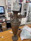 Flame shade LARGE  Fancy Old Antique Art Deco Italian  copper bronze  lamp. RARE — photo 10