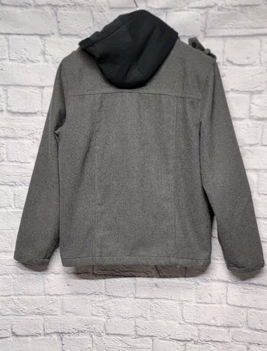 BOYS AIRWALK 18 GRAY BLACK FULL ZIP HOODIE FLAP POCKET LAYERED LOOK WINTER COAT - Picture 10 of 18