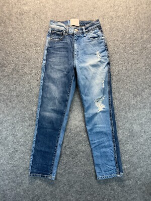 Revice Jeans Women's 26 Straight Leg Patch Work Distressed High Rise Denim