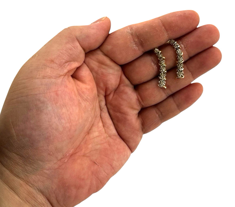 Solid 10K Yellow Gold Diamond Drop Dangle Earrings - image 8