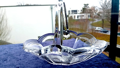 Glas Schale / Korb - VINTAGE - dekorativ - Durchmesser 16 cm -