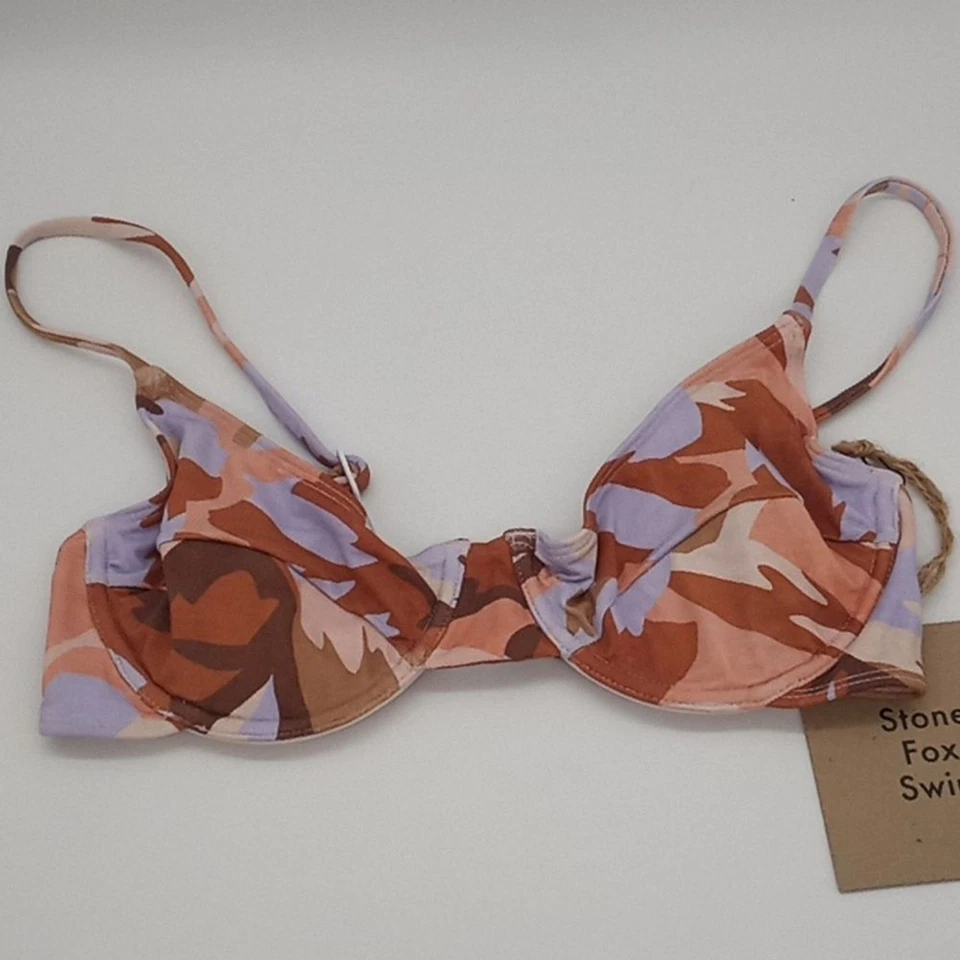 Conjunto de bikini de natación Stone Fox para mujer XS caracola top taj tiro alto parte inferior pastel pétalo Foto 3 de 4