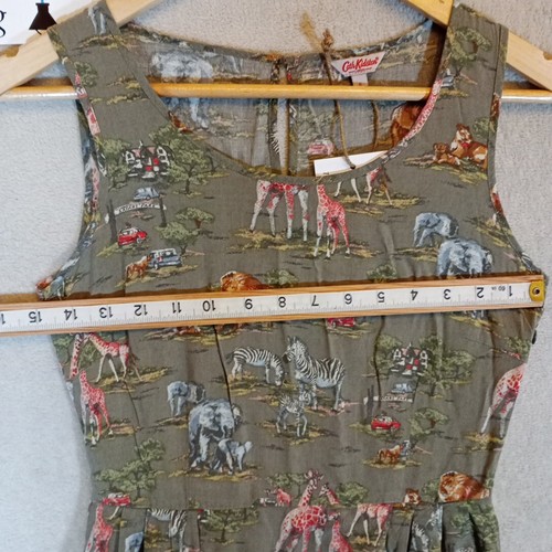 Cath Kidston London Kleid Damen XS 6 Tiere Safari Zoo Baumwolle Khaki Grün - Bild 12 von 19