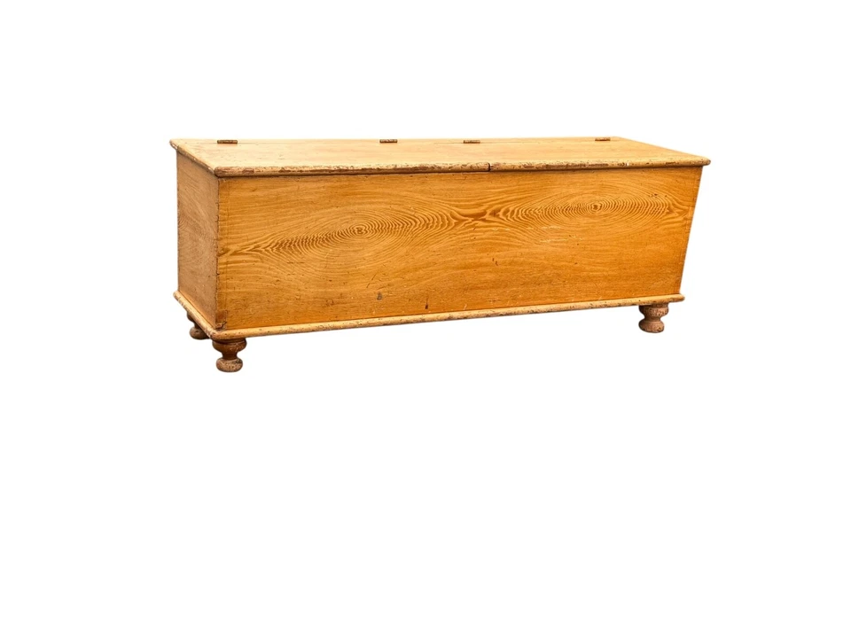 Antique primitive paint decorated grained dovetailed wood box pa folk art 1840 - Image 2 of 4