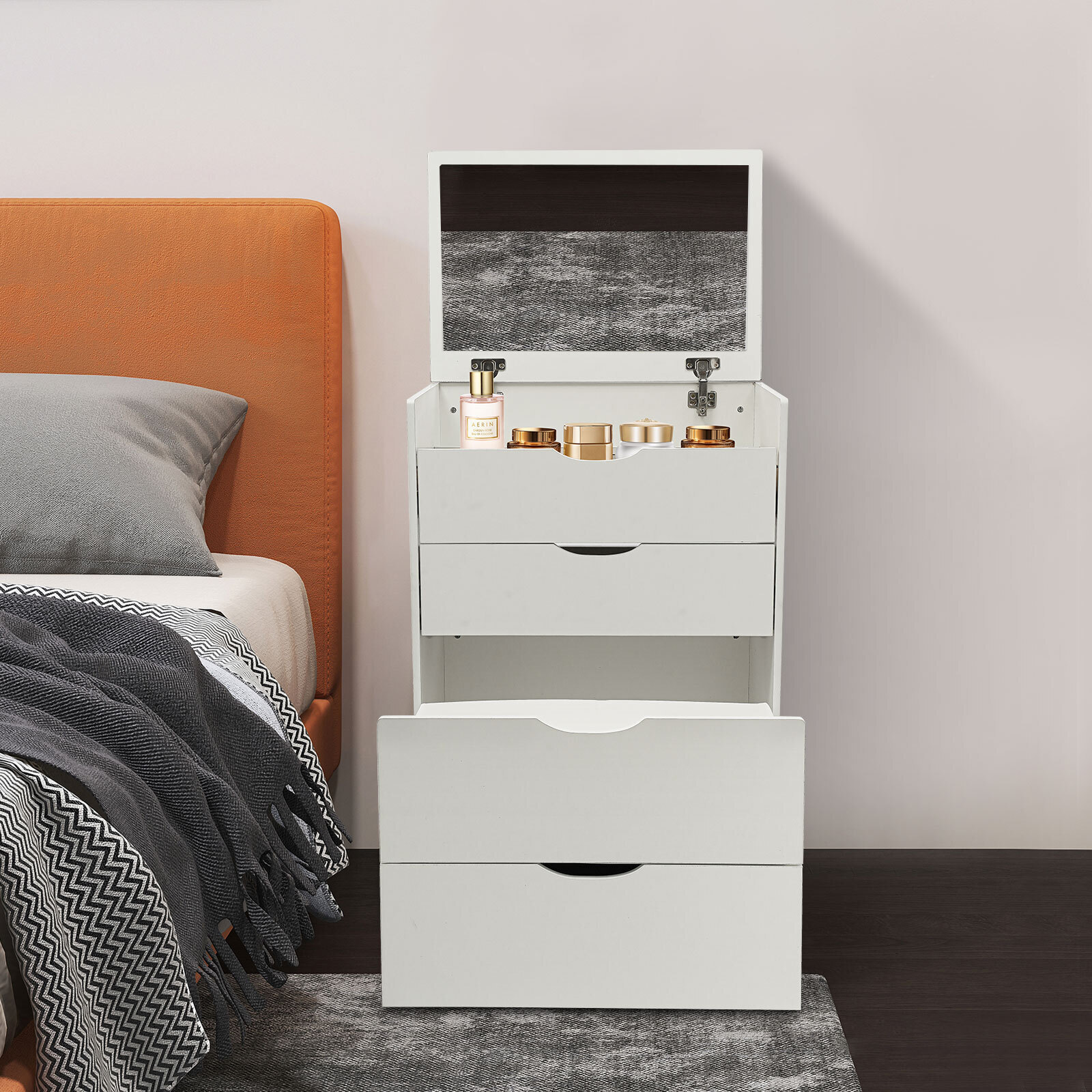 Makeup Vanity Table Dressing Table Three Drawers Vanity Desk White Makeup Table