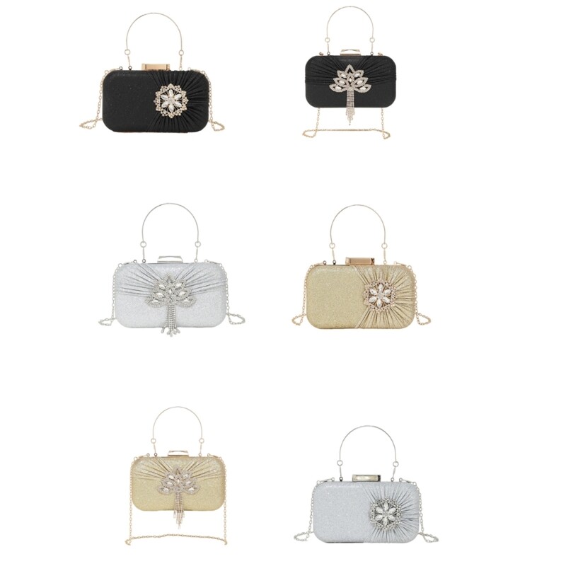 Women Evening Bag Handbag With Detachable Chain Strap for Wedding Party