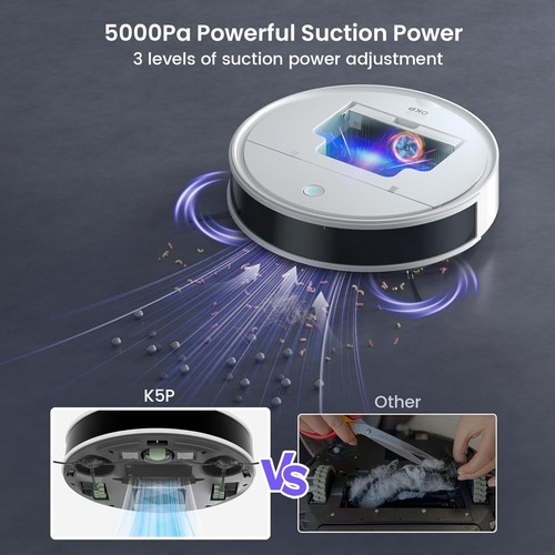 OKP Robot Aspirapolvere con Mop WiFi/App/Alexa K5 Pro Automatic Recharge - Foto 4 di 14