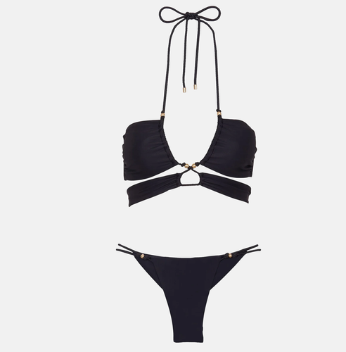 TRAJES DE BAÑO VIX NEGRO DETALLE GI CORTE DESCARADO PARTE INFERIOR DE BIKINI (L) NUEVO CON ETIQUETAS $116 - Imagen 4 de 6