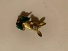 Vintage   Costume Jewelry Rhinestone Pin Stag Deer Head with Red Jeweled Nose