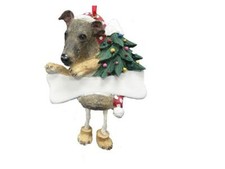 Greyhound brindle Dangling Legs Ornament PERSONALIZED FREE 