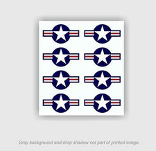 8pk - USAF Roundel Decals .75h x 1.4w Stickers Air Force Logo Military Aircraft
