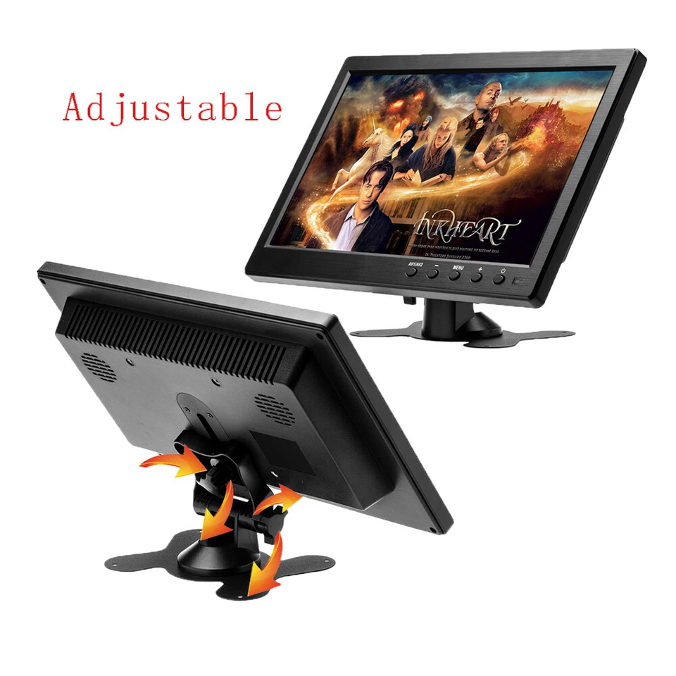 Monitor de coche de 10,1"" para seguridad en el hogar HD LCD TV y pantalla de PC entrada AV/RCA/VGA/HDMI Foto 3 de 4