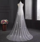 White Ivory Cathedral 1 Tier Crystal 1m- 3M Wedding Veil Cut Edge With Comb