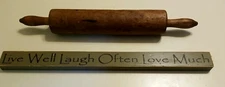 Antique Maple 18" Rolling Pin + Country Wood Sign (c17)