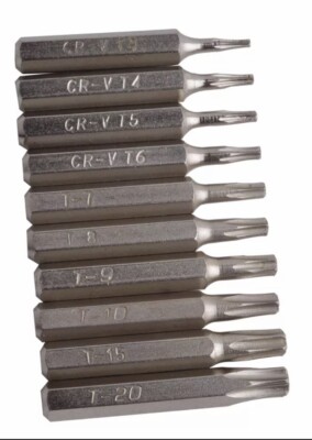 10pcs CR-V Torx Precision Screwdriver Bit Set T3,T4,T5,TR6,T7,T8,T9,T10,T15,T20H