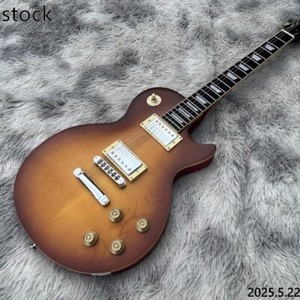 Electric guitar LP solid plain maple board top thin brown burst Ss frets bone nu