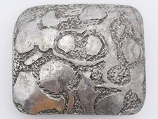 1970s Hippie Art Pewter Cast Symbols Abstract Vintage Belt Buckle