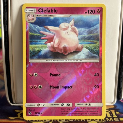 Clefable 40/68 Reverse Holo Hidden Fates Pokemon Card 