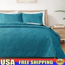 Queen Quilt Set Soft Microfiber Bedspread Lightweight All Season W/ Pillow Shams