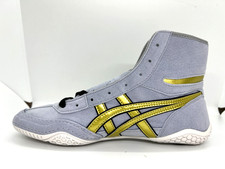 asics Boxing Wrestling Shoes Gray Gold Line Black 1083A001 EX-EO New TWR900
