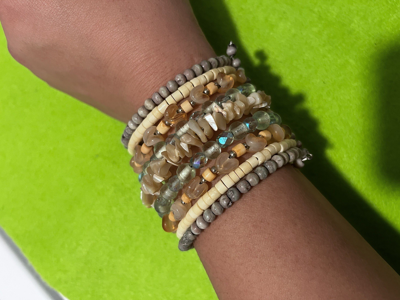 Boho style stretch bracelets featuring various st… - image 11