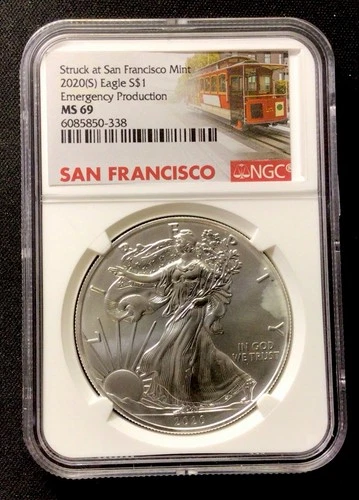 ⭐️ 2020(S) Silver Eagle EMERGENCY PRODUCTION NGC MS69 (Loose Label). ENN COINS