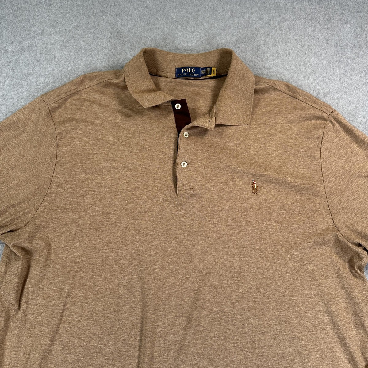 Polo Ralph Lauren Polo Shirt Mens 2XLT Brown Long Sleeve Big
