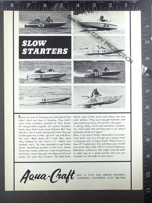 1967 ADVERTISEMENT for Aqua Craft ski drag marathon race performance boats
