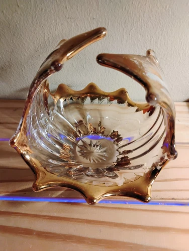 Bowl Vase Murano Glass Gold 1960's R887