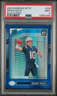 Drake Maye 2024 Panini Donruss Optic Football #229 Blue Hyper Rookie Card PSA 9.