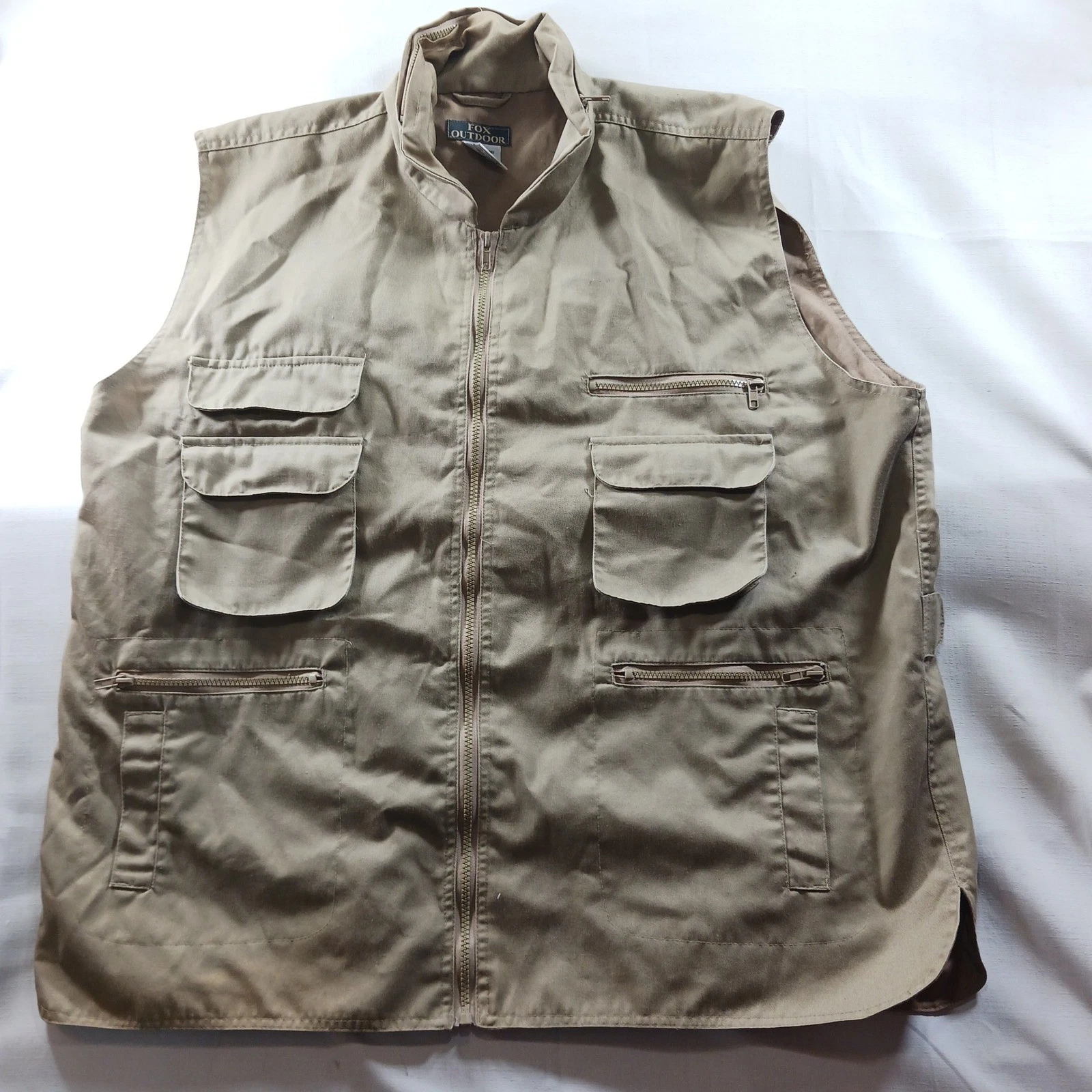 Fox Outdoor Mens XXL Khaki Cotton Canvas Tactical Utility Fishing Cargo Vest