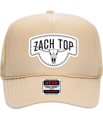Zach Top DTF Print Patch On Beige Otto Snapback Hat Cap