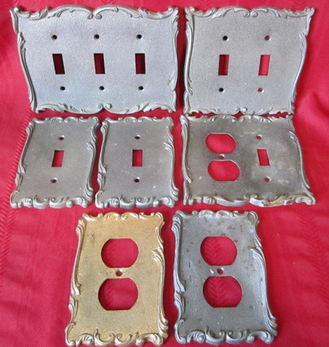 Vtg Ornate Metal Double Toggle Light Switch Plug Wall Plate Outlet Covers Italy